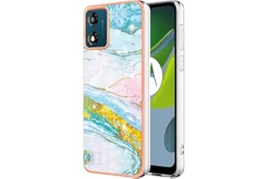 SAWIQPD Motorola Moto E13 Case, Glitter Sparkle Marble Effect Soft Silicone Phone Cover Slim Thin TPU Bumper Shockproof Scratch-resistant Shell Protective Back Case for Motorola Moto E13, Green & Gold