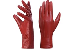 Harssidanzar Guantes de cuero para mujer, forro polar cálido de invierno, pantalla táctil, acabado vintage GL018
