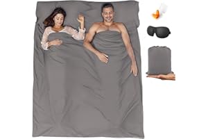 BREENHILL Sleeping Bag Liner Camping Sheets & Travel Sheet Hostels & Traveling Sleep Sack for Backpacking, Hotels Lightweight Single & Double Camping Sleeping Bag Liners with Zipper Comfortable