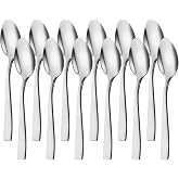 Amfun 12 Piece Stainless Steel Teaspoon, Teaspoon, Mirror Polished Finish, Dishwasher Safe, for Home, Parties, Restaurants, C