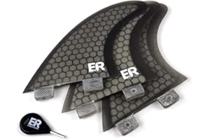 Eisbach Riders - FCS Surfboard Fiberglas Honeycomb Thruster Fin Set with Fin Key - Quillas para Tablas de Surf - Size Small/Medium/Large