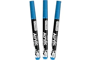 FLYMAX Pennarelli Paint Marker Blu brillante 0,7 mm – Pennarelli Permanenti Blu brillante Acrilici Marker Permanent Pen Acrylic, Punta fine, Indelebili, Asciugatura rapida (confezione da 3)