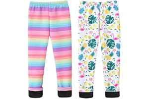 FedMois Leggins Pantaloni Felpati Collant Termici Invernali Bambina Ragazza Confezione da 2