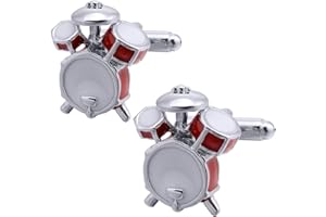 Jonwo Drum Kit Gemelli Gioielli In Confezione Regalo per Uomo Lady Music Fan Classic Smoking Shirt Gemelli Unici per Business Wedding Party