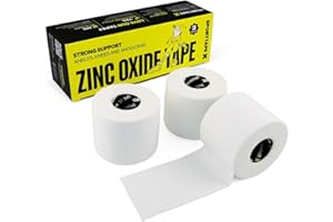 SPORTTAPE Bande de Zinc Oxide - 3 Rouleaux - 5 cm x 10 m | Bande de sport blanche | Pour épaule, genou, prévention des ampoules | Rugby & football, blessures sportives