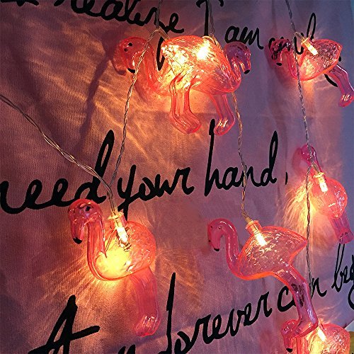 Lichterkette FLOVEME Batteriebetriebene Weihnachtliche mit 10 Stück LED Lichterkette Warmweiß – Flamingo für Party Deko, Garten Deko, Weihnachten, Hotel, Fest Deko, Geburtstag, Hockzeit - 5