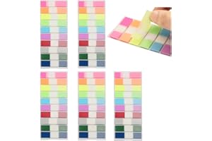 AMZSKU Sticky Notes, Lot de 1000 onglets autocollants transparents en PET Multicolore pour marque-pages, études, bureau, planificateur scolaire, mémo
