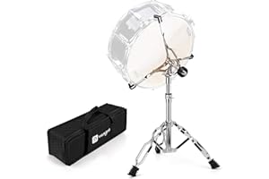 Glomora Support De Caisse Claire avec Support De Baguettes De Batterie, TréPied LéGer à Double Entretoise, Convient pour Caisse Claire De 25,4 à 35,6 Cm, Hauteur RéGlable De 36,8 à 58,4 Cm pour Les