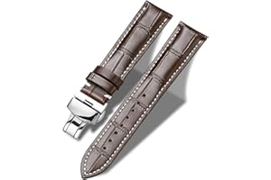 Tristraps Genuine Leather/Crocodile/Alligator Watch Strap with Butterfly Buckle 12mm 14mm 16mm 18mm 19mm 20mm 21mm 22mm 24mm Black Brown Replacement Watch Band for Men Women