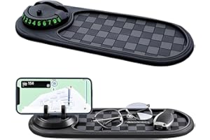 YAYNO Tapis Antidérapant Voiture Multifonctionnel Tapis pour Tableau de Bord de Voiture avec Support Universel Rotatif à 360° pour Téléphone Portable Accessoires Automobiles Etanches(Noir&Gris)