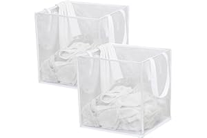 INSIMHEART 2 Pack Popup Laundry Hamper, Collapsible Mesh Laundry Baskets with Handles, Foldable Clothes Storage Hamper, Easy to Open, Portable for Laundry Storage, Kids Toy, Bathroom, Dorm or Travel, White