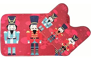 LIZZIE JACOBS Nowy świąteczny wzór pianka z pamięcią kształtu 2 sztuki mata łazienkowa i mata na cokole zestaw antypoślizgowe bardzo chłonne super miękkie dywaniki łazienkowe o regularnym rozmiarze