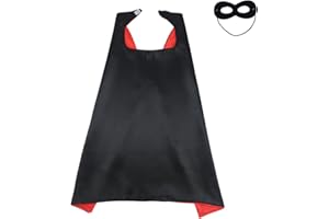 TOPWAYS Superhelden Kostüm Capes und Masken für Kinder, Masquerade Kostüm für Kinder (schwarz-rot)