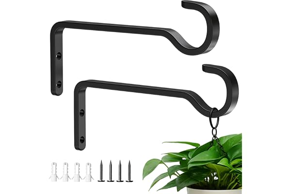 saffruff Lot de 2 crochets muraux de 14,5 cm pour suspension de fleurs, support pour plantes suspendues, supports pour plantes en plein air, crochets muraux pour plantes, crochets de lanternes