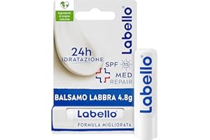 Labello Med Repair 4.8 g, Burrocacao labbra idratante e nutriente, Balsamo labbra riparatore con vitamina E e oli naturali, Burrocacao protezione solare SPF 15