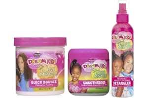 AFRICAN PRIDE DREAM KIDS OLIVE MIRACLE QUICK BOUNCE PUDDING, INSTANT MOISTURIZING DETANGLER & ANTI-FRIZZY CONDITIONING GEL SMOOTH EDGES