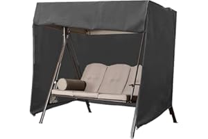 CHEYLIZI Garden Swing Seat Cover 3 Seater Waterproof Hammock Chair Cover 220 x 125 x 170 cm (Black)