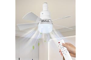 OMUIETIO Ceiling Fan Light, 30W E27 Fan Lights with Remote Control, 3 Speeds & Stepless Dimmable, 2H/4H Timer, 46cm Light Bul