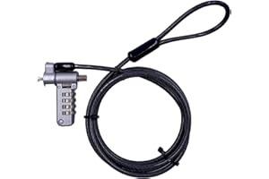 BOSVISION Laptop Cable Lock, 4-digit Combination, Portable, 200cm, Ø4.5mm Stainless Steel Cable, Notebook/Laptop Locking Cable for standard security slot, nano security slot and wedge lock slot