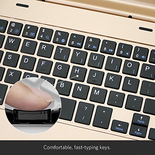 iPad Mini 4 Tastatur Fall Gold, dingrich Ultra Slim Premium Aluminium drahtloser Bluetooth Tastatur Schutzhülle Ständer Cover Hartschale Kunststoff Flio Cover porfolio Displayschutzfolie Fall Laptop Stilvolle QWERTY Tastatur Hülle für Apple iPad Mini 4 Tablet + Displayschutzfolie + Stylus - 6