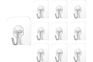 WITPOCE Zuofan Haken Selbstklebend, 10 Stück Klebehaken Transparentes Selbstklebende Haken Extra Stark, Handtuchhalter Ohne Bohren für Küche Badezimmer, Handtuch, Mantel, Schlüssel