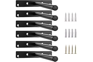 MLOQI 6 Pack Floating Shelf Brackets Heavy Duty, Hidden Wall Shelf Supports, Solid Steel Brackets for Shelves with Screws (6 Inches)