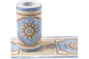 RAILONCH 10CM x 10M Tapete PVC Bordüre Selbstklebend Wandbordüre Klebefolie Küche Fensterbank Folie Tapeten Badezimmer Dekoration Bordüren (G)