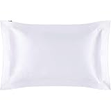 LilySilk Silk Pillowcase Oxford 19 Momme Charmeuse Pure Mulberry Silk Fabric Double-side Pillow Case Cover Allergy White Stan