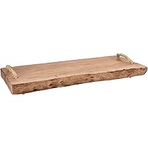 Houten dienblad, bamboedienblad met handgrepen, rechthoekige trays voor het serveren