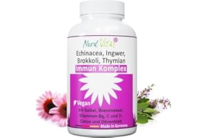 ‎NORD VITAL Immun-Komplex mit 15 aktiven Inhaltsstoffen - Echinacea, Brokkoli, Ingwer, Salbei, Brennnessel, Cistus, Olivenblatt, Vitaminen C, B9 und D, Zink und Selen - deutsche Produktion