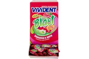 Vivident Fruit Blast, Chewing Gum Ripieno, Senza Zucchero, Gusto Fragola Lime, Senza Glutine, Confezione da 200 Gomme da Masticare