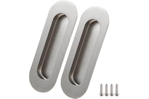 Lyaor 2 Pezzi Maniglie da Incasso per Porte Scorrevoli 120 x 40mm Ovale Maniglie Nascoste Maniglie in 304 Acciaio Inossidabile con Viti per Cassetti Porta Armadi Guardaroba - Argento