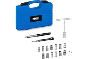 MSW Coffret De Rectification Et De Nettoyage De Siège D'Injecteur Kit Outil Alésoir Fraise MSW-EGN-15 (Universel, 17 Pièces, 13 Alésoirs, Mallette Comprise, Acier)