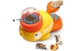 ASQzhuLIWing Mangiatoia per anatre gialle Giocattolo educativo interattivo per cani Mangiatoia educativa interattiva per anatre due in uno Adatto a gatti di piccola, media e grande taglia