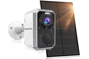 BEENOCAM 3MP 2K Telecamera Wi-Fi Esterno Senza Fili con Pannello Solare, Videocamera Sorveglianza Esterno wifi, Rilevamento PIR, Visione Notturna a Colori e Allarme Sonore IP66