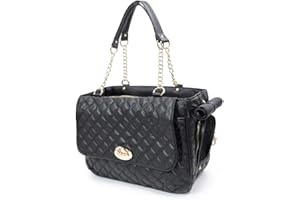 CHYIR Pet Handbag Dog Carrier Shoulder Bag PU Leather Puppy Purse Cat Tote Bags Suitable for Small Dogs and Cats Hiking Travel (black)