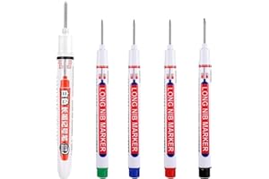 Okaywork 5 Pezzi Pennarelli per Fori Profondi, Matite da Carpentiere, 20 mm Pennarello Indelebile a Punta Extra Lunga per Strumento di Marcatura Lavorazione del Legno, Marcatore per Ccantiere Edile