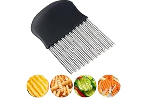 Redamancy 1 Pcs Cortadora de Verduras, Patatas Cortador Ondulado de Acero Inoxidable para Cortar Patatas, Batatas, Frutas y Verduras(Negro)