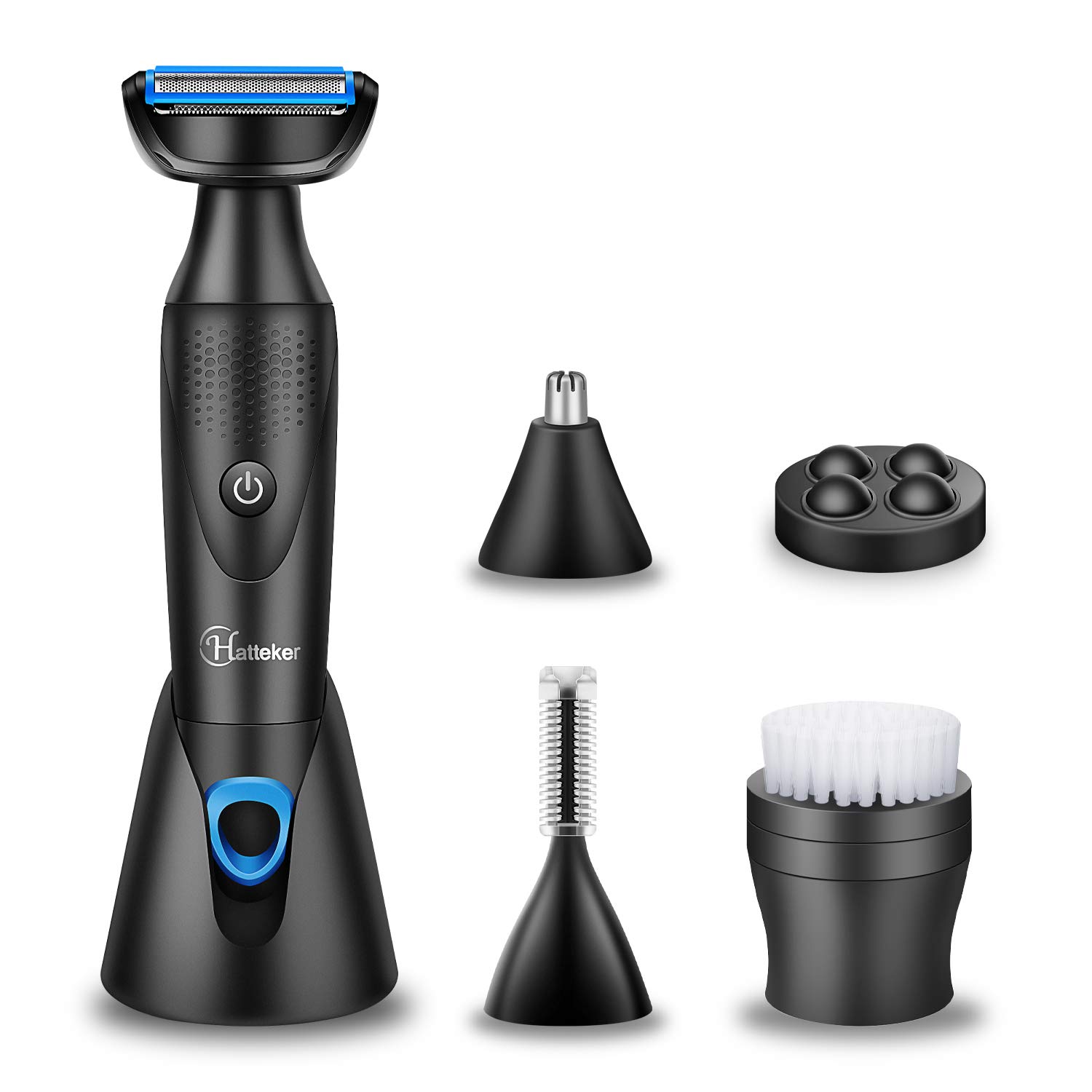 Hatteker Mens Grooming Kit 5 In 1 Body Hair Trimmer And Bodygroom