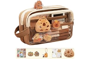 FENQURO Capybara, astuccio Capybara, astuccio trasparente Capybara, grazioso astuccio con scomparti, ampia apertura a bocca, astuccio per matite Capybara, per cancelleria, articoli da toeletta