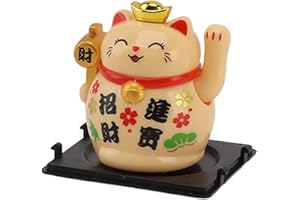 Cyrank Chat Porte-Bonheur, Maneki Neko Japonais, Chat Porte-Bonheur, Statuettes Chat Porte Bonheur Chat Fortune Petit Chat Agitant Solaire pour La Décoration De La Maison Et De La Voiture