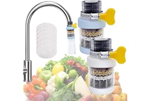 TAKEYFAITHER 2 Pcs Faucet Tap Water Filter, Splash Proof Kitchen Faucet Water Filter Activated Carbon Kitchen Tap Filter for Kitchen Home Bathroom Removes Chlorine Fluoride Heavy Metals Hard Water Softener
