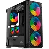 Yeyian - YGH-49703, Case per PC Gaming Hollow 2500 (ITX, Micro ATX, ATX, EATX, vetro temperato, rete, include 3 ventole ARGB,