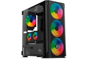 Yeyian - YGH-49703, Case per PC Gaming Hollow 2500 (ITX, Micro ATX, ATX, EATX, vetro temperato, rete, include 3 ventole ARGB, 3 porte USB 3.0) (nero)