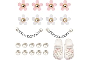 NVGVUP Zawieszki na buty dla dziewczynek, 20 sztuk zawieszek do butów, ozdoby do butów, kwiatowe ozdoby do butów z guzikami, zawieszki krokodylkowe dla dzieci, biżuteria do butów typu Crocs Clog,