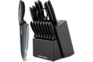 Home Hero Coltelli da Cucina con Ceppo - Acciaio Inox - Set Coltelli da Cucina Professionali - Coltelli da Tavola e Utensili Cucina