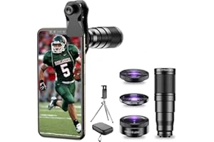 APEXEL Phone Lens Kits-22x Teleobjektiv / 205 °Fisheye-Objektiv / 120 °Weitwinkelobjektiv / 20x Makroobjektiv/Stativ und Fernausl?Ser für iPhone Samsung, Huawei, Xiaomi und die meisten Anderen
