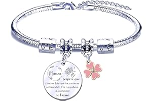 FGHJK Cadeau Fete des Meres Cadeau Maman Fille 2Pcs Bracelet Maman Fille Cadeau Anniversaire Maman Fille Cadeau Maman Fille Original Bracelet Femme Cadeau pour Maman Fille Cadeau Maman pas cher