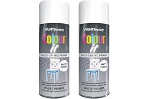 LIFE NECESSITIES Brilliant White Primer Spray Paint, 2 X 400ML Color It Spray Paint For Metal, Wood, & Plastic, All-Purpose Undercoat Matt Finish White Spray Paint, Wood Spray Paint Can by Paint Factory.