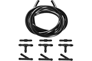 Lyeteung 1m Uniwersalny Wąż do Spryskiwaczy Szyb, z 9-Częściowymi Złączami Węży, Zestaw do Naprawy Węża do Wody z Czarną Wycieraczką, do Podłączenia Pompy Wody Samochodowej i Dysz